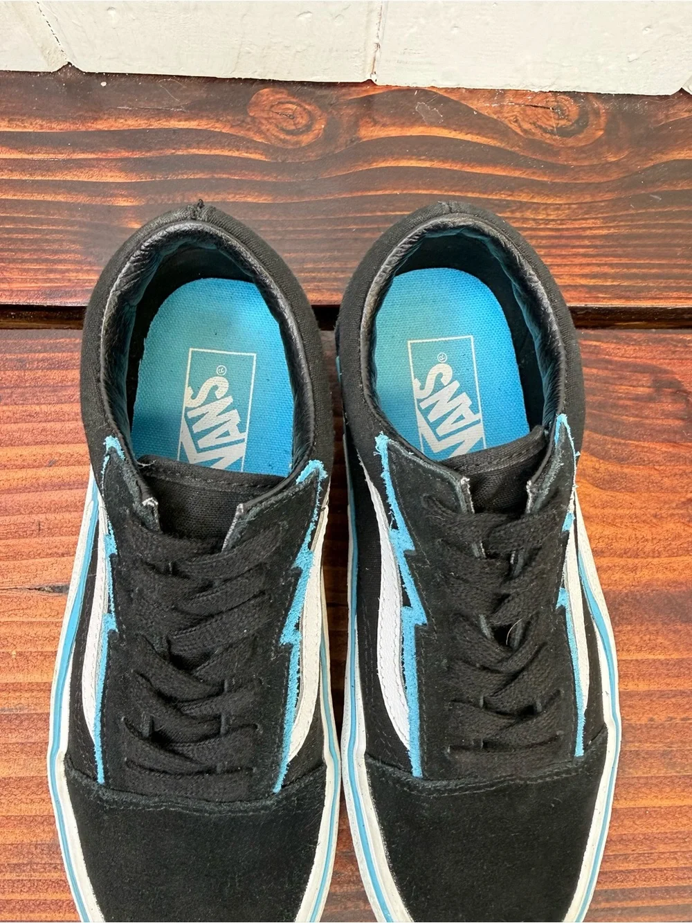 Vans Old Skool Bolt Black Blue Low Top Skate Shoes Women’s 6.5 Men’s 5